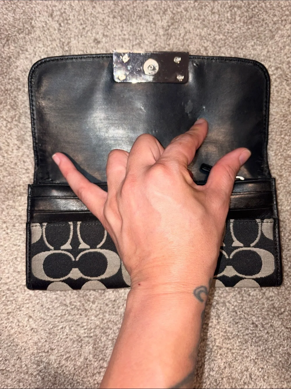 Coach Vintage Y2K Black Signature Jacquard Slim Envelope Wallet